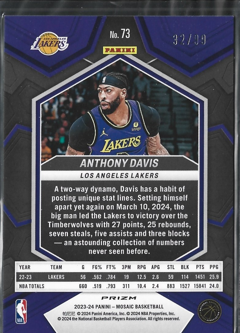 Anthony Davis Mosaic Purple /99