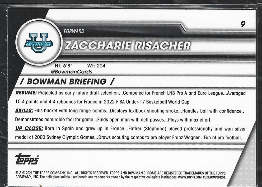 Zaccharie Risacher 1st Bowman