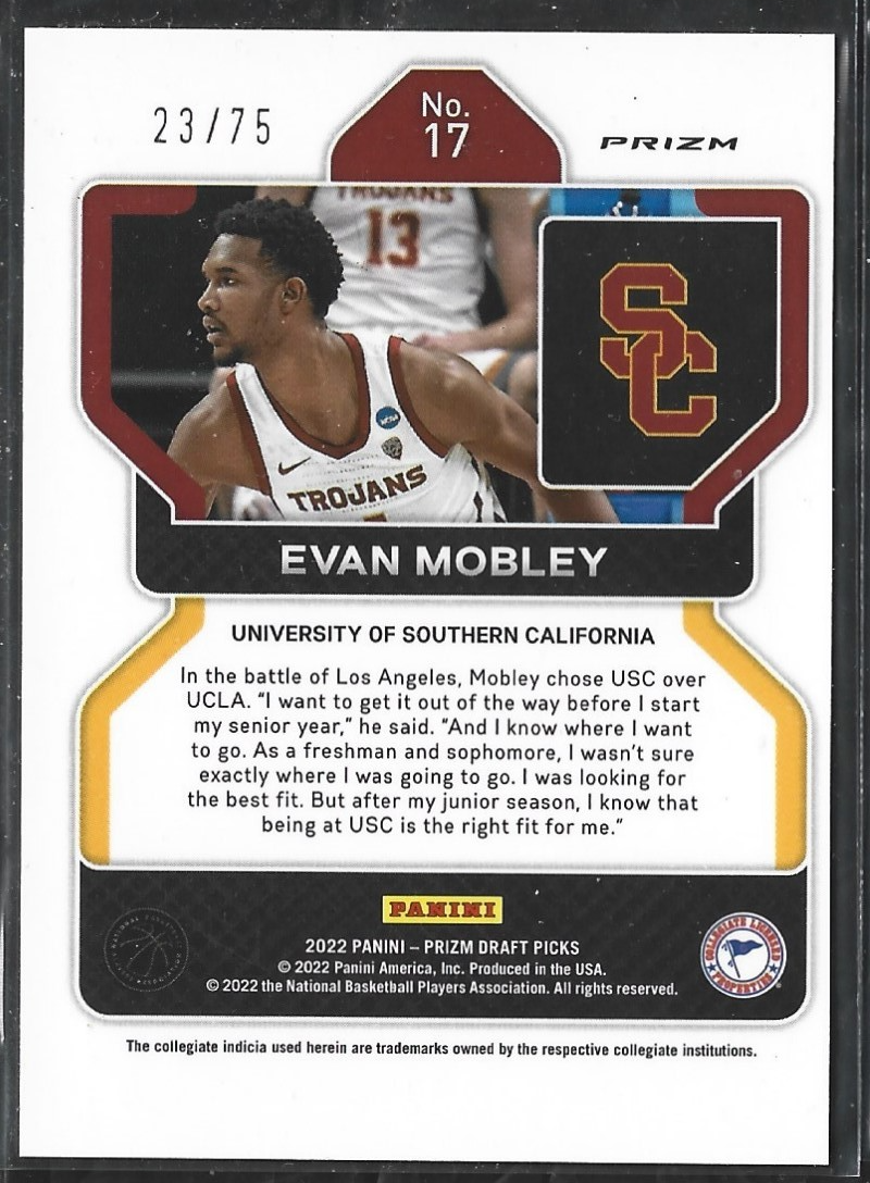 Evan Mobley Prizm Draft Picks Purple /75