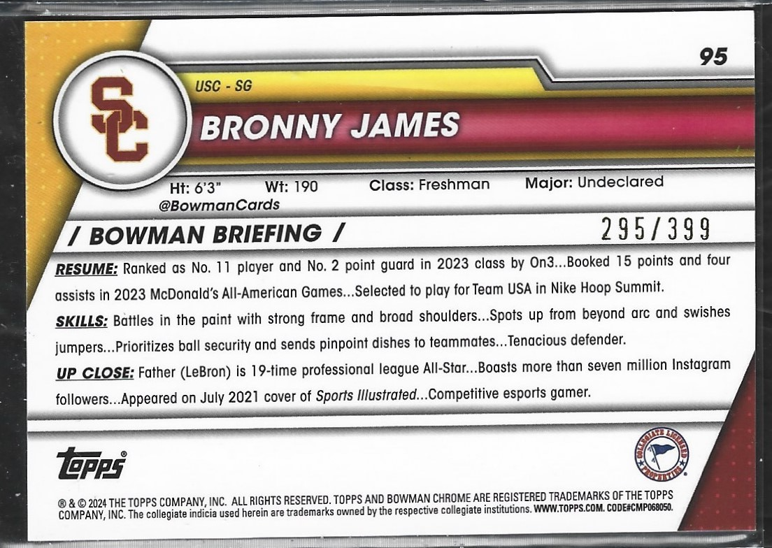 Bronny James 1st Bowman Purple Refractor /399