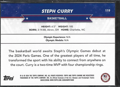 Stephen Curry Topps Chrome Olympic Team