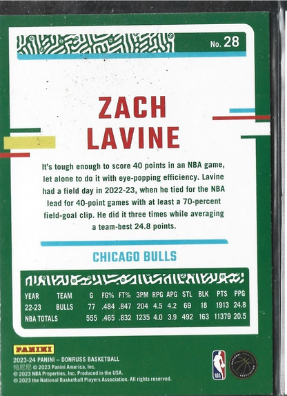 Zach Lavine Donruss Gold Laser /25