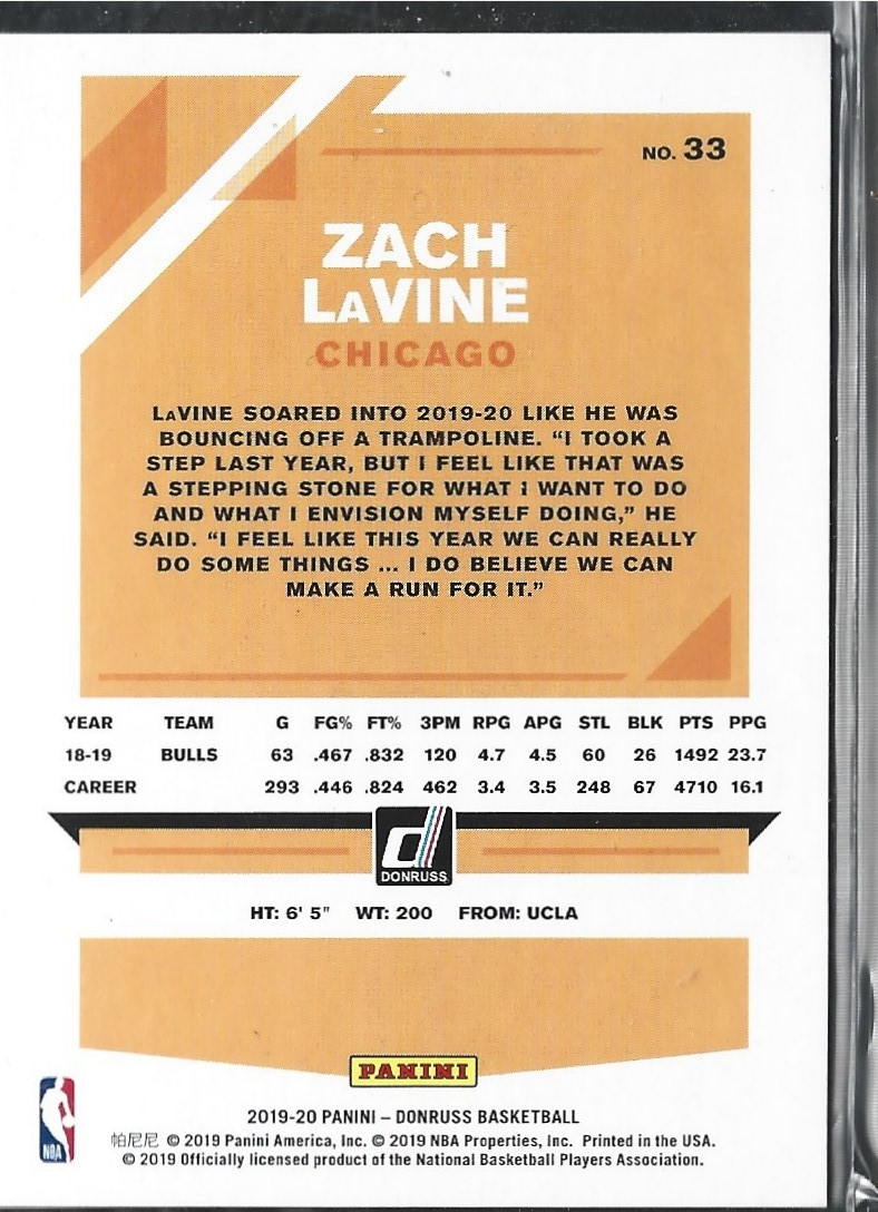 Zach Lavine Donruss Blue Laser Press Proof /49