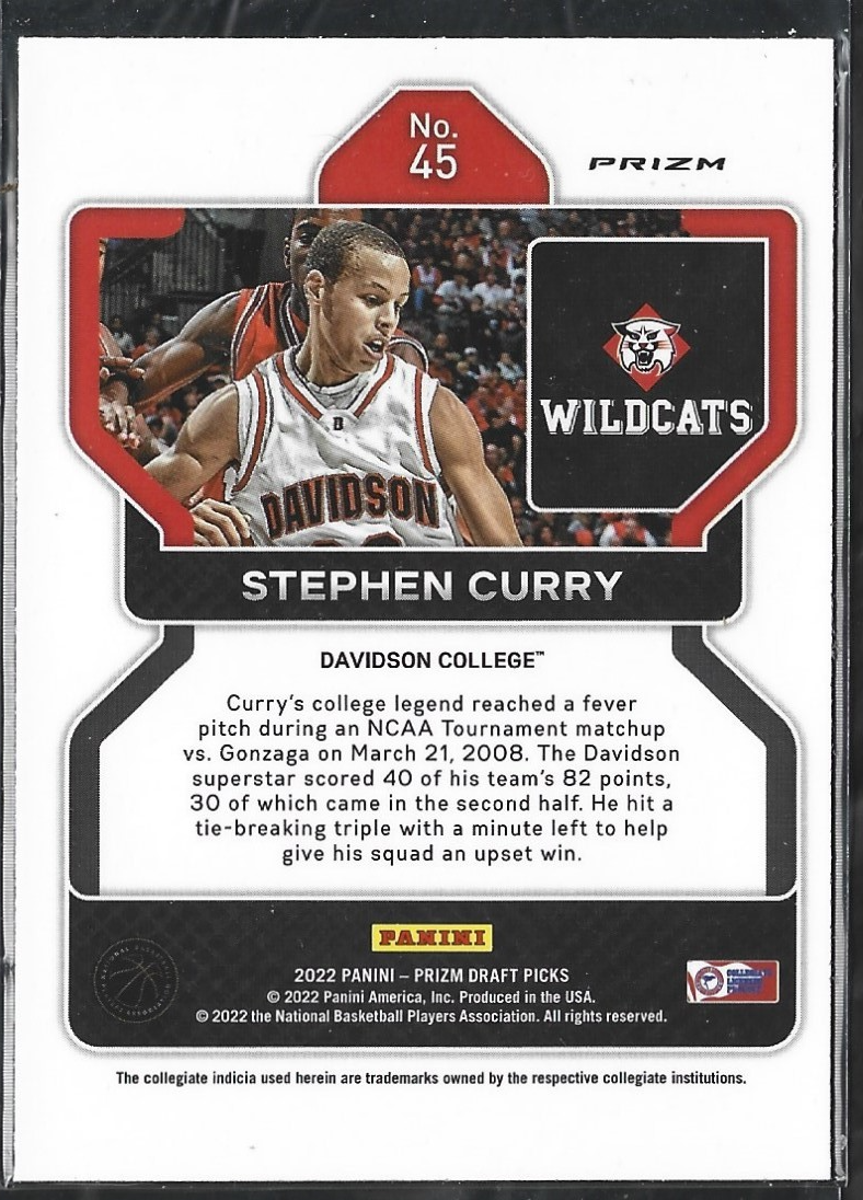 Stephen Curry Prizm Davidson Silver