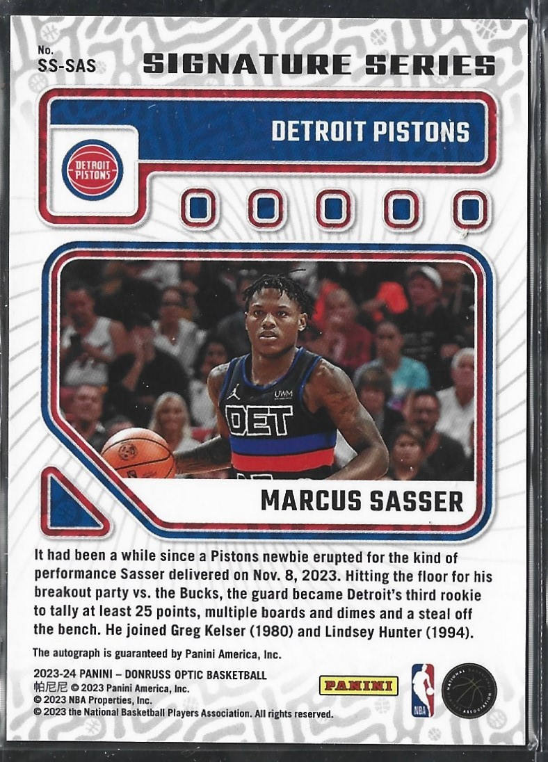 Marcus Sasser Signature Series Auto