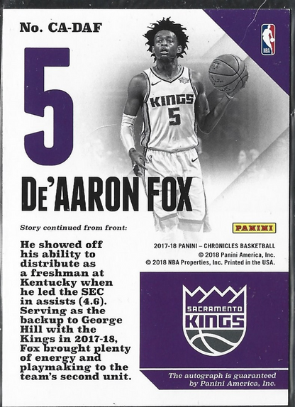 De'Aaron Fox Chronicles RC Auto /99