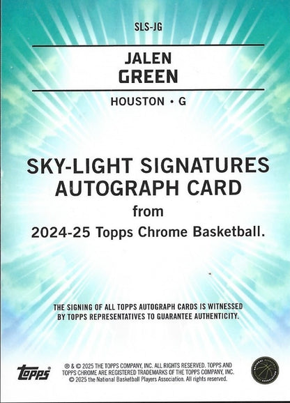 Jalen Green Topps Chrome Sky Light Signatures Gold /50