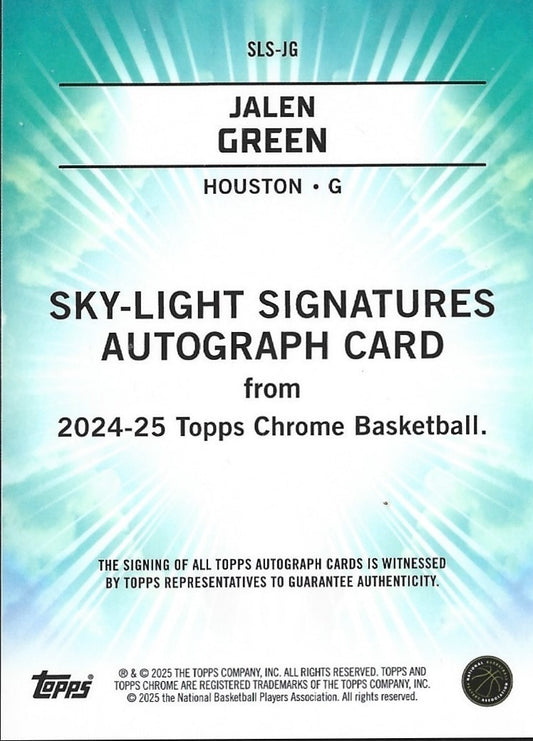 Jalen Green Topps Chrome Sky Light Signatures Gold /50