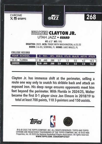Walter Clayton Jr. Topps Chrome Silverwave Refractor