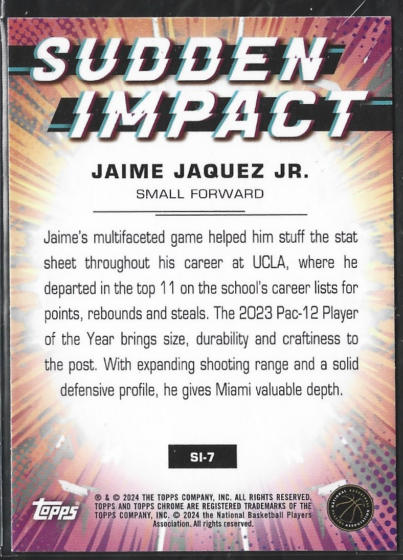 Jaime Jaquez Jr. Sudden Impact Refractor