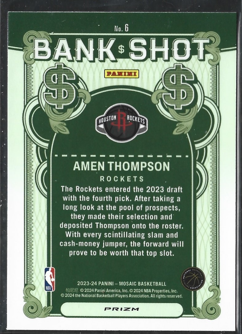 Amen Thompson Bank Shot Mosaic