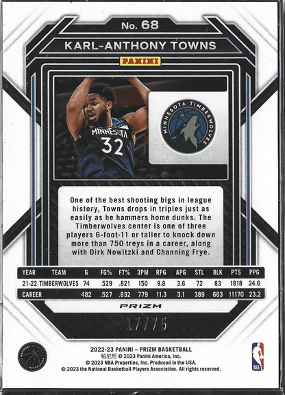 Karl-Anthony Towns Prizm Purple Fastbreak Disco /75