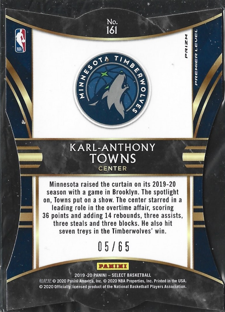 Karl-Anthony Towns Premier Orange Diecut /65