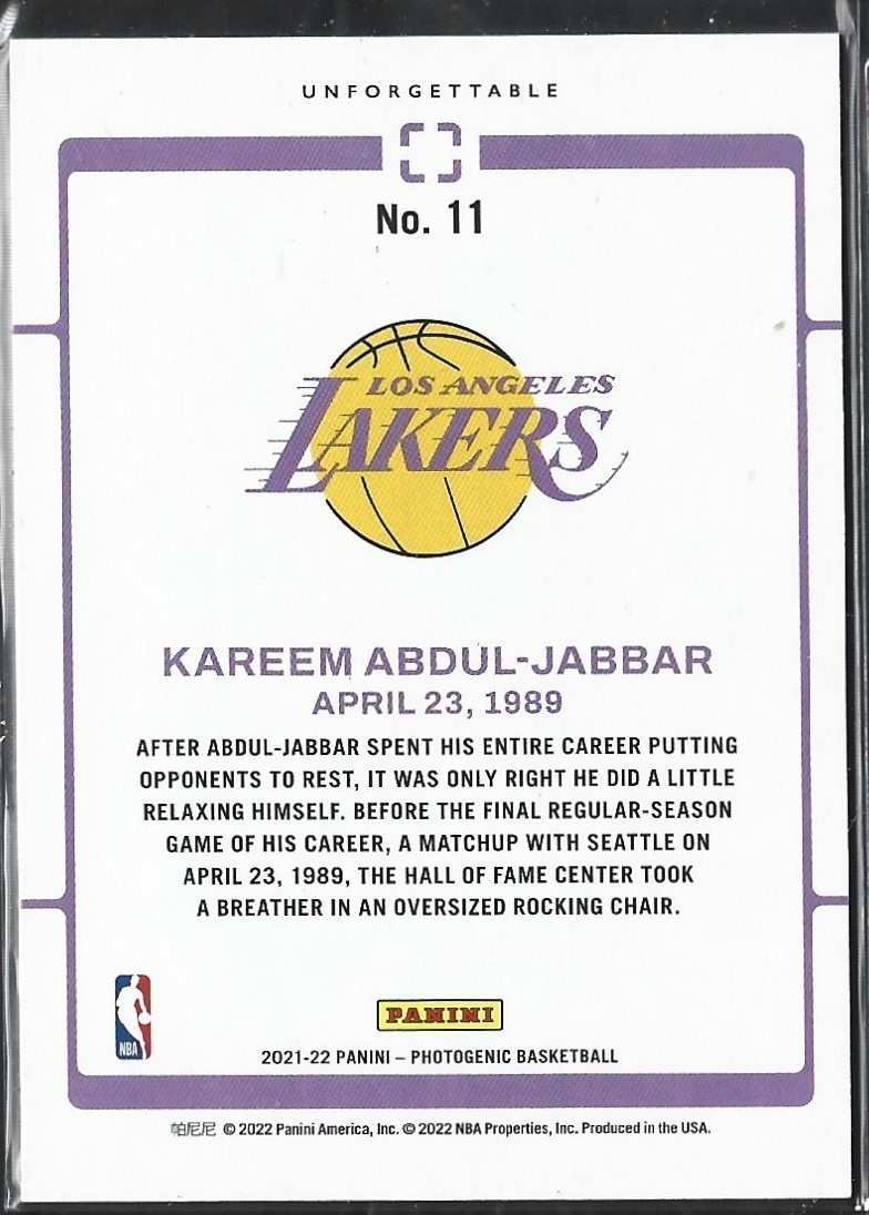 Kareem Abdul-Jabbar Photogenic Unforgettable SP