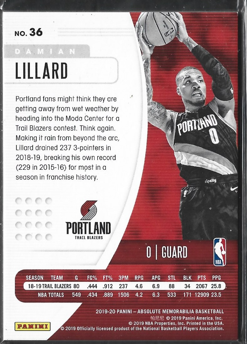 Damian Lillard Absolute Memorabilia /75