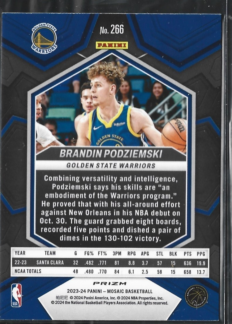 Brandin Podziemski NBA Debut Mosaic