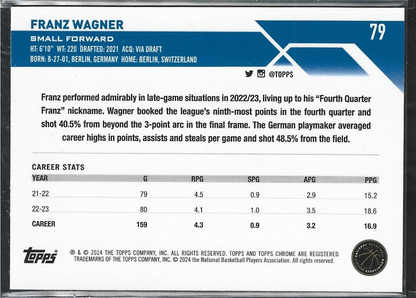 Franz Wagner Topps Chrome Teal /199