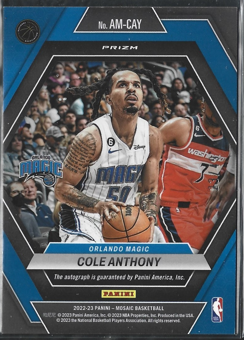 Cole Anthony Mosaic Autographs Blue /49