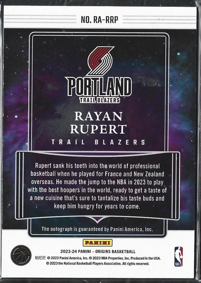 Rayan Rupert Origins Rookie Autographs /49