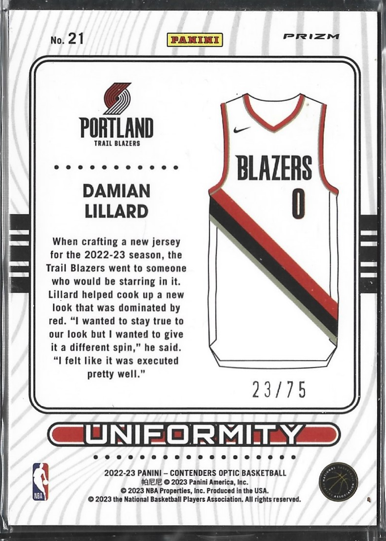 Damian Lillard Uniformity Blue Cracked Ice /75