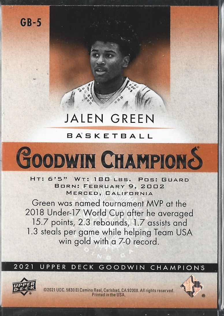 Jalen Green Goodwin Champions Green /199