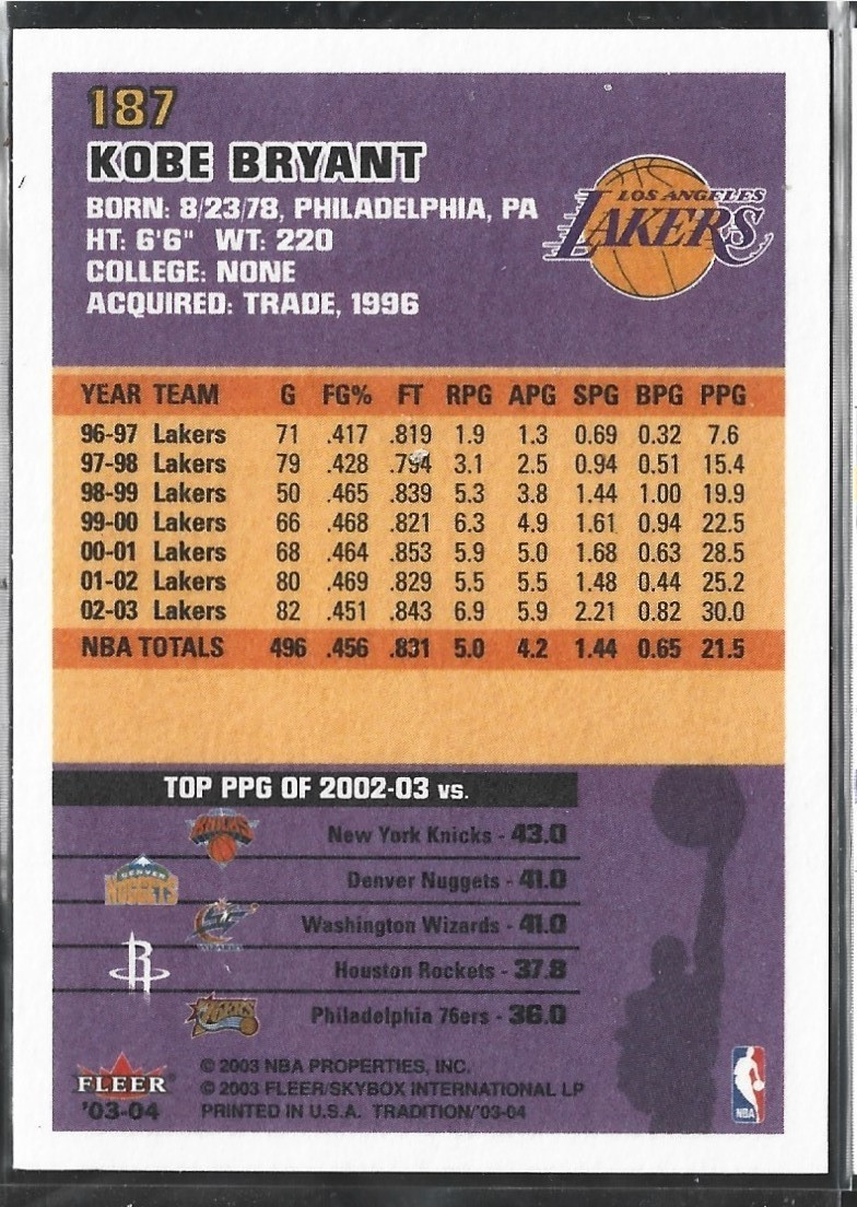 Kobe Bryant Fleer Tradition