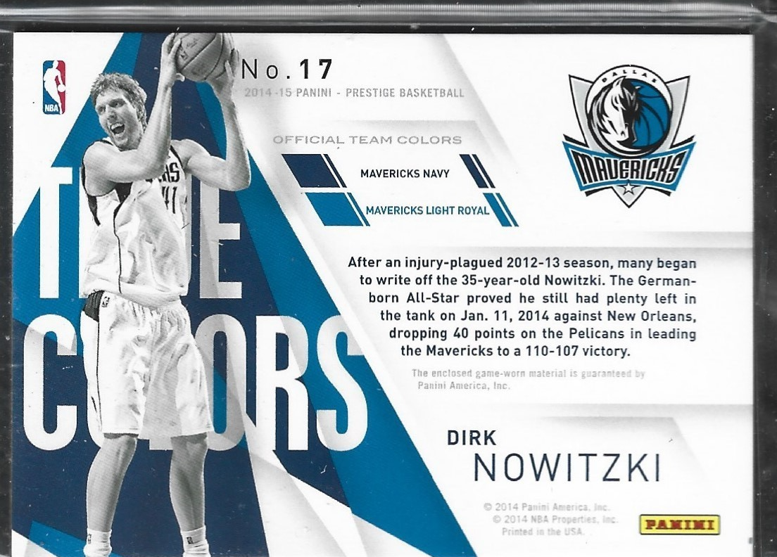 Dirk Nowitzki  True Colors Game Used /199