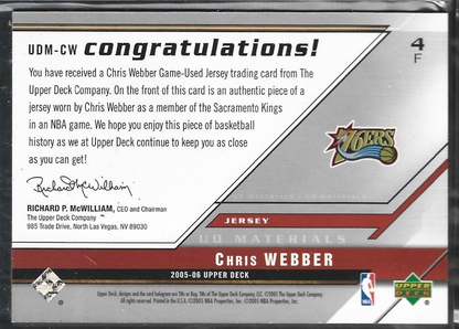 Chris Webber Upper Deck Game Used