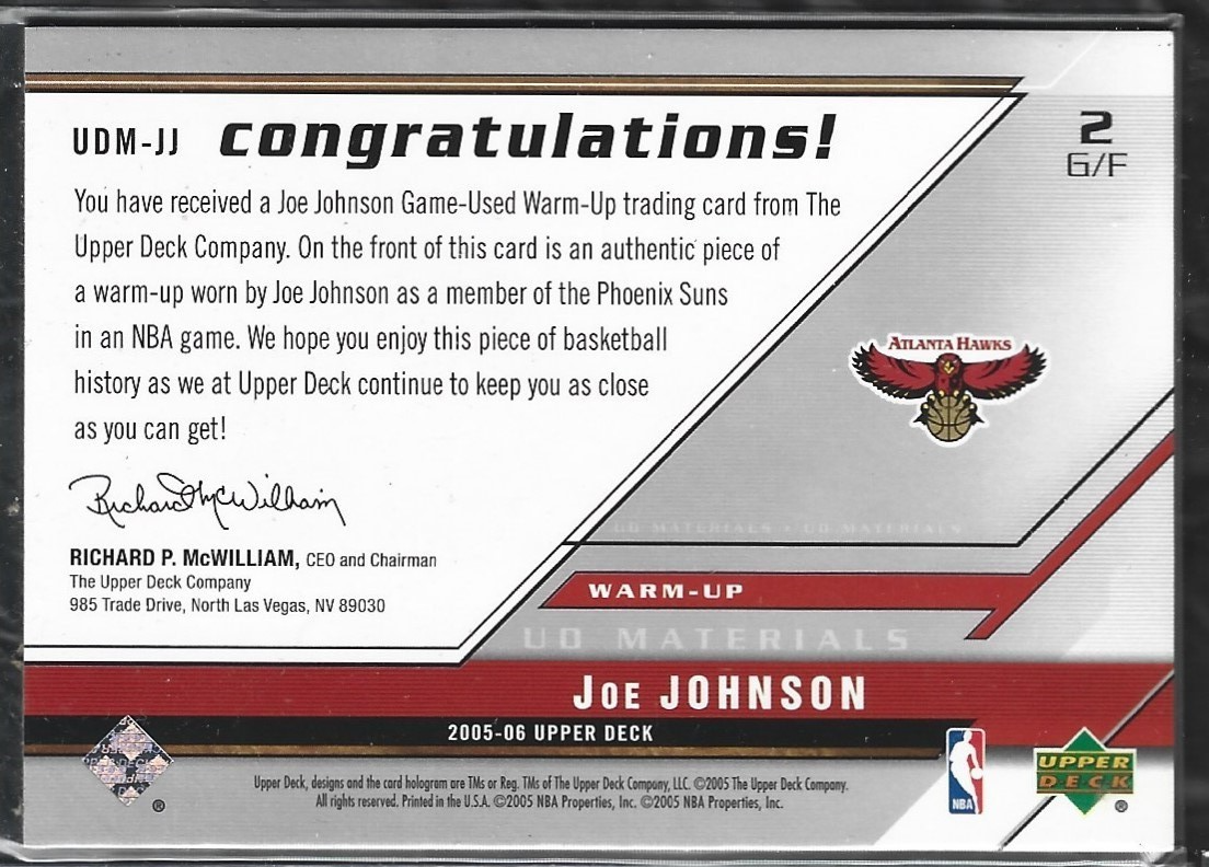 Joe Johnson Upper Deck Game Used