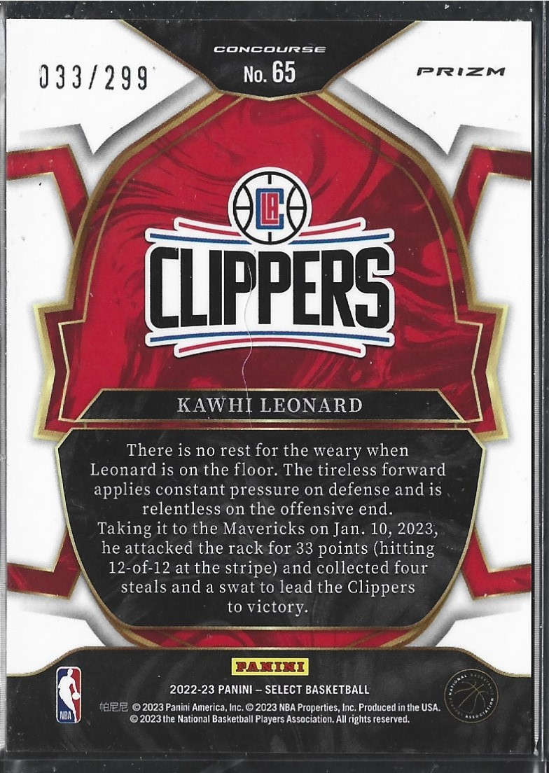 Kawhi Leonard Concourse Light Blue /299