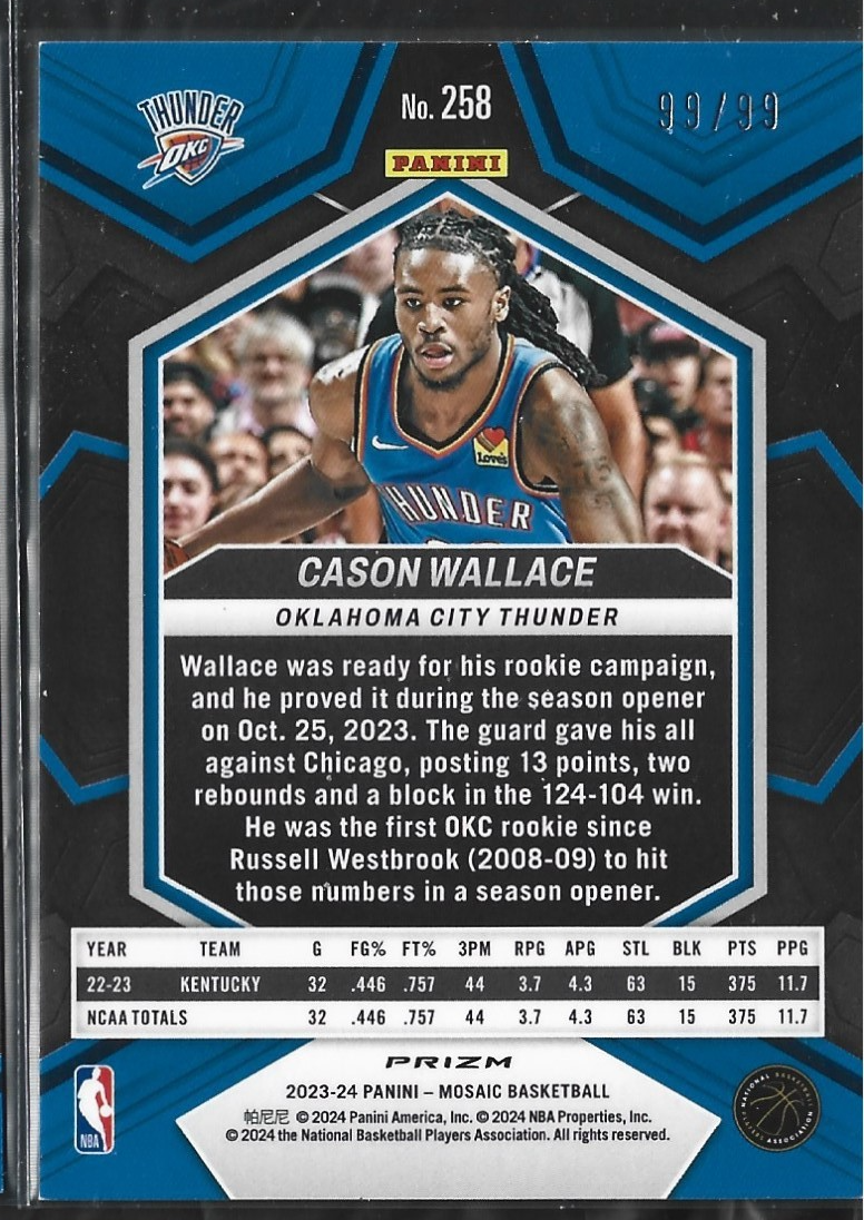 Cason Wallace NBA Debut Purple /99