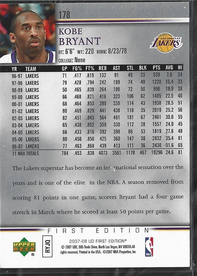 Kobe Bryant First Edition