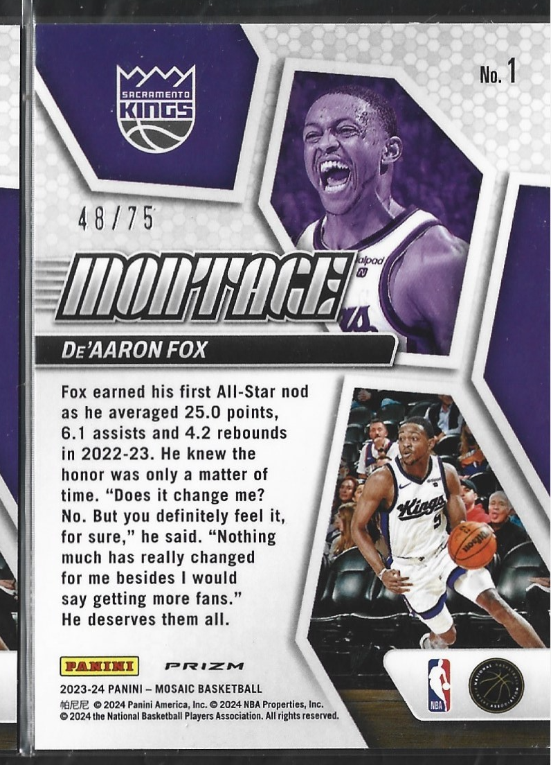 De'Aaron Fox Montage Green /75