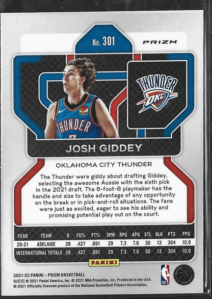 Josh Giddey Prizm RC 75th Blue Anniversary