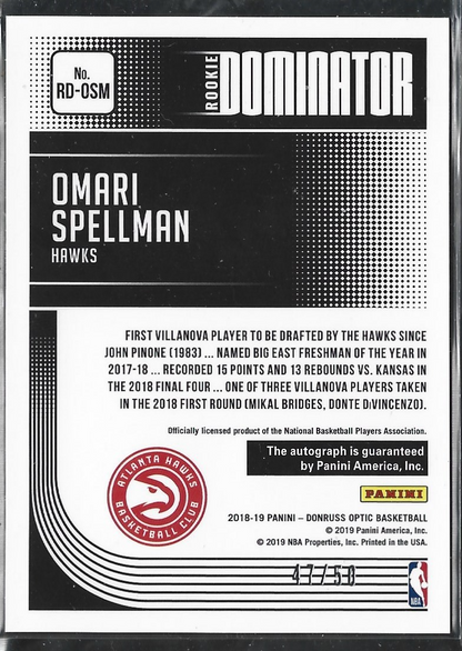 Omari Spellman Rookie Dominator Auto /50