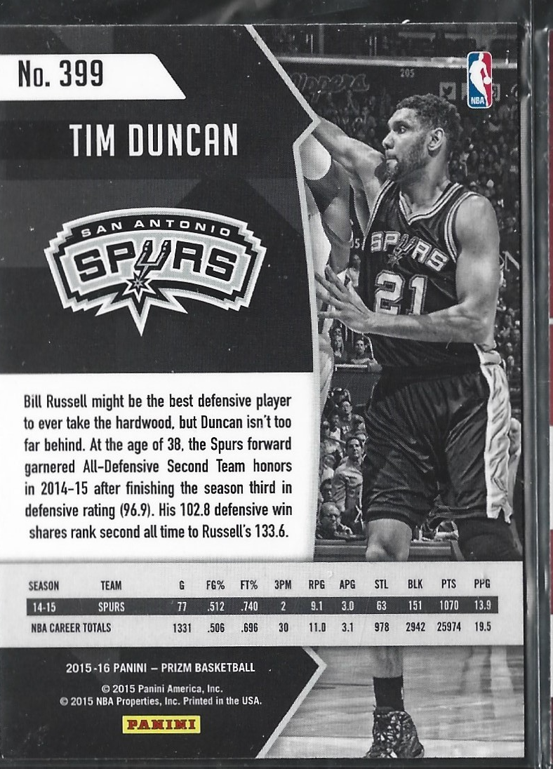 Tim Duncan 2014-15 All-NBA All-Defensive Second Team