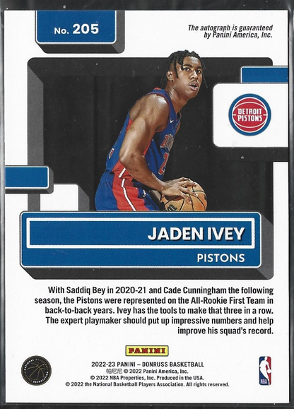 Jaden Ivey Donruss RC Auto