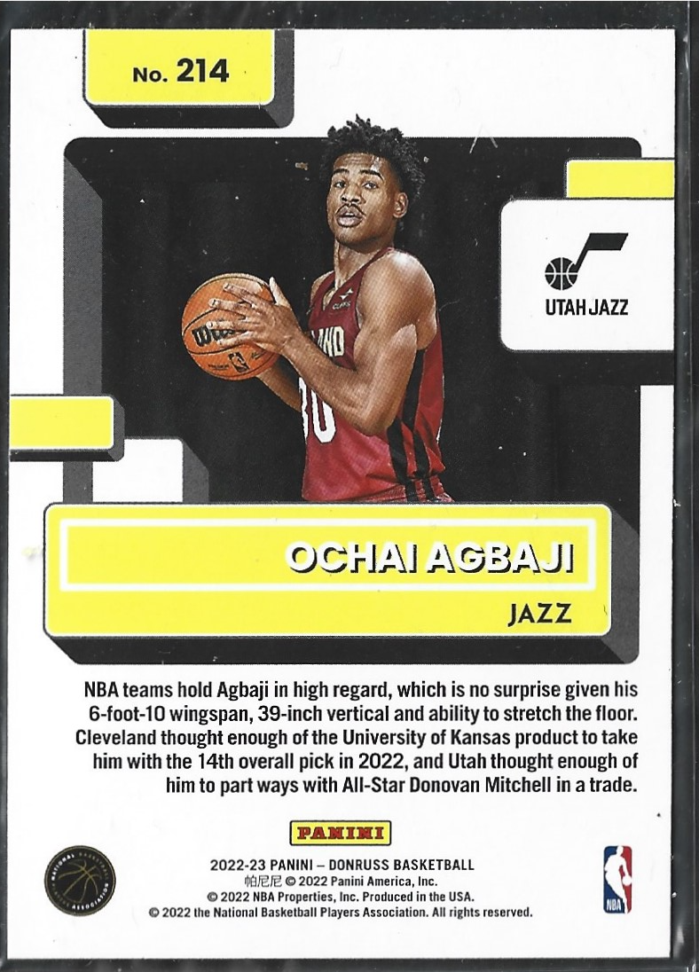 Ochai Agbaji Donruss Green Laser