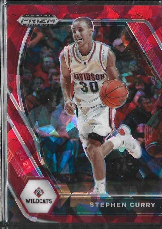 Stephen Curry Prizm Wildcats Red Cracked Ice