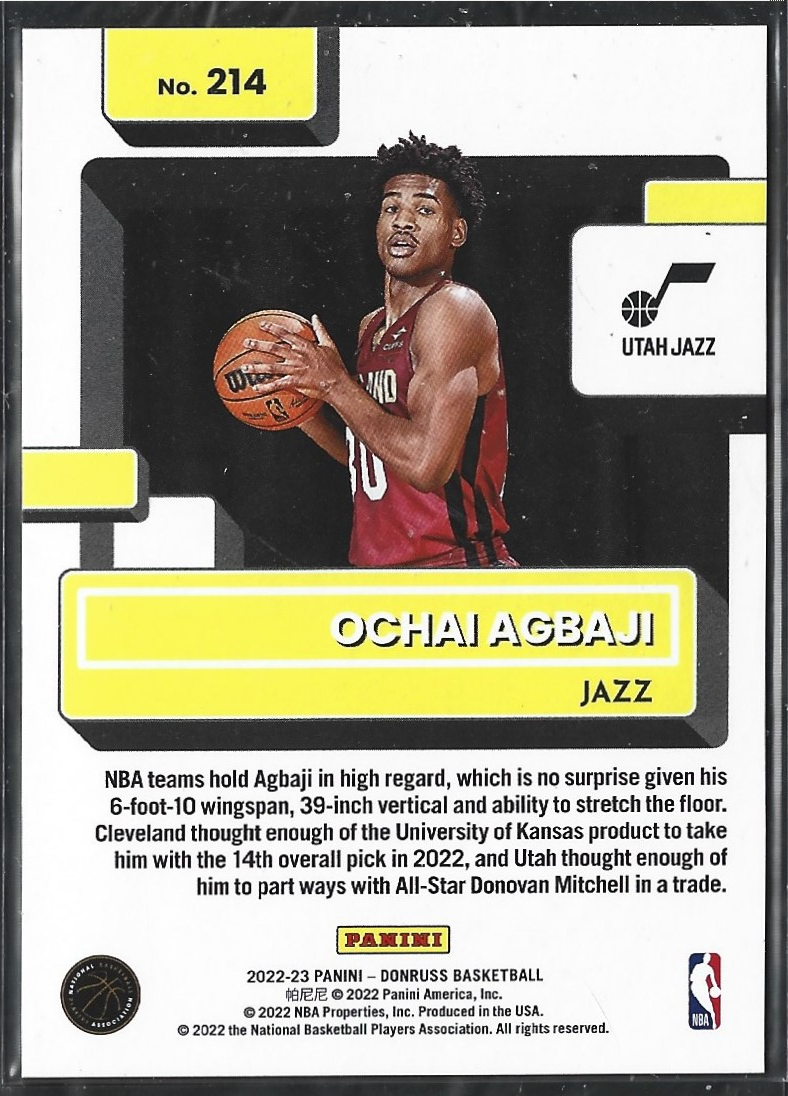 Ochai Agbaji Donruss Red Laser /99