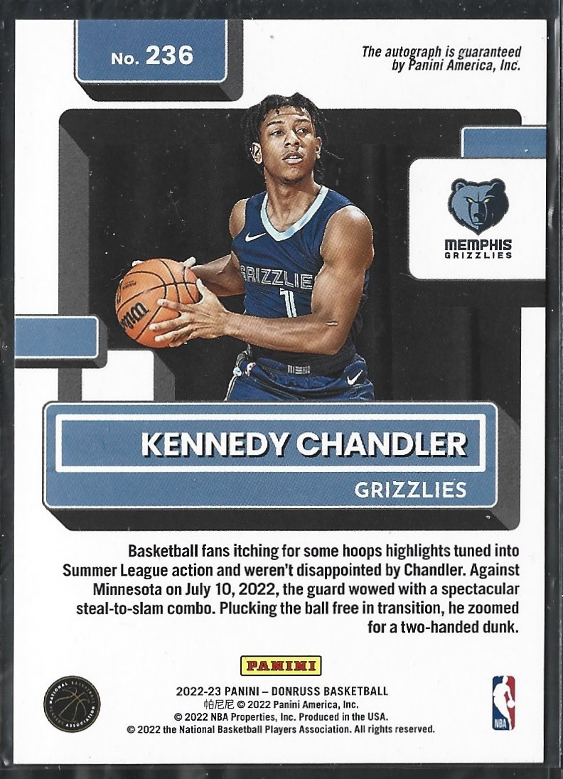 Kennedy Chandler Donruss White Laser /99