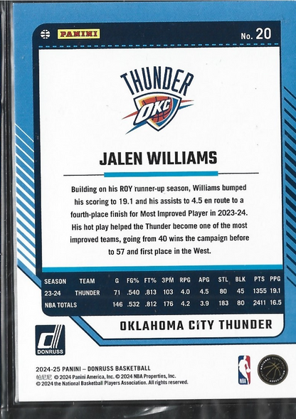 Jalen Williams Donruss Blue Laser /49
