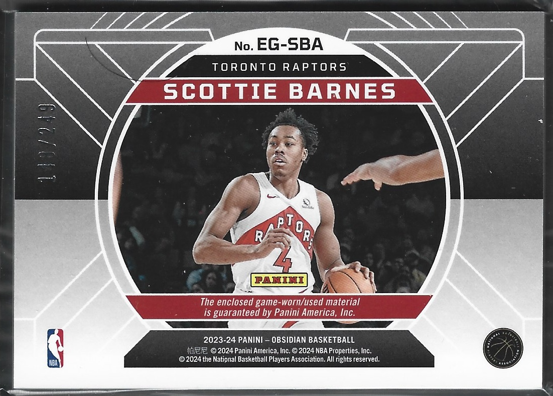 Scottie Barnes Equinox Gear Game Used /249