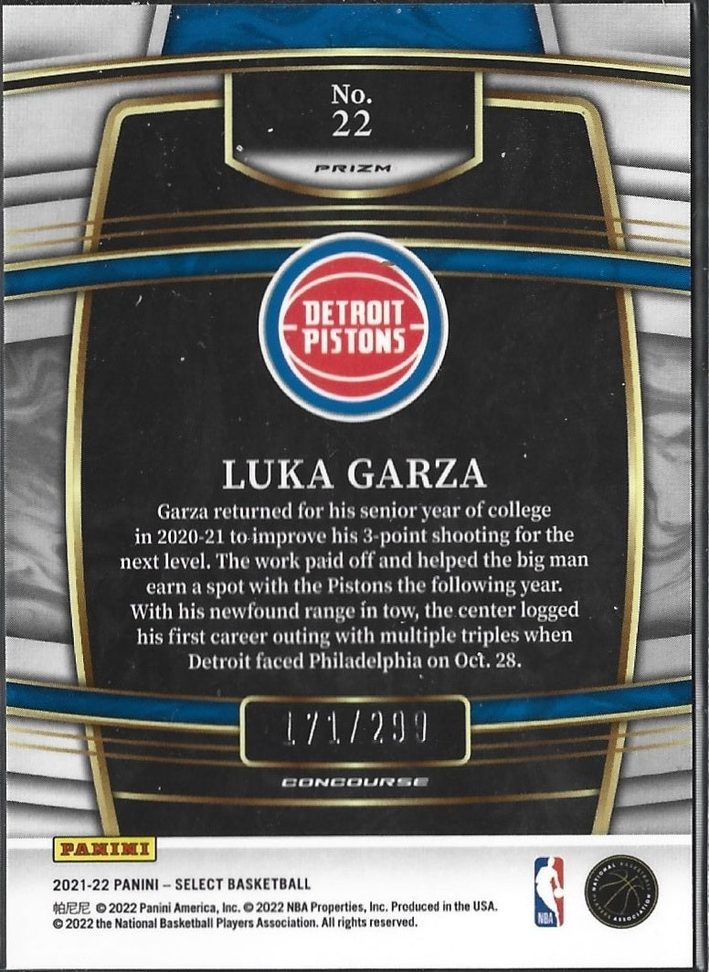 Luka Garza Rookie Select Concourse Blue /299