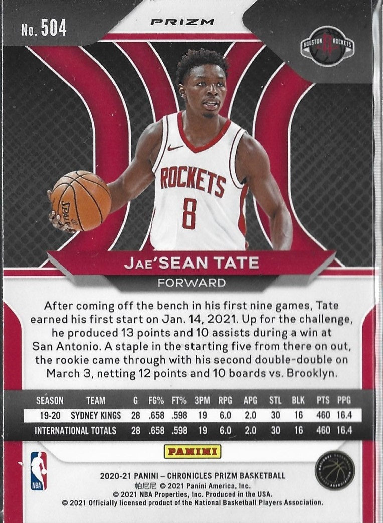 Jae'Sean Tate Prizm Rookie Silver